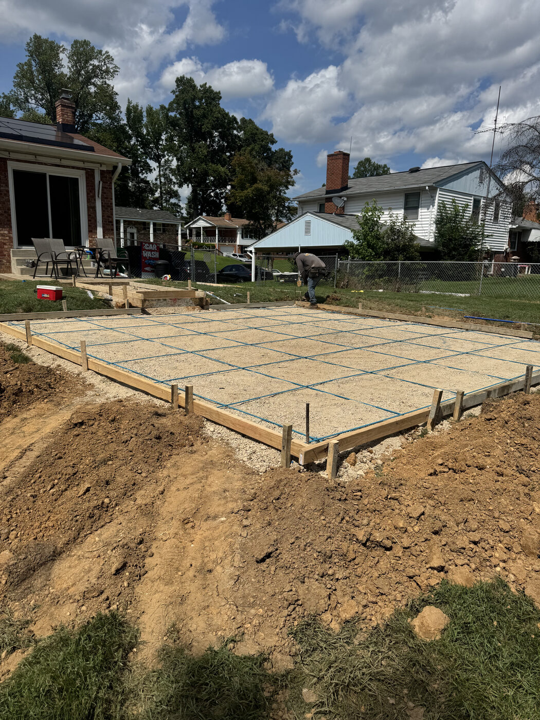 Rebar grid set after excavation, ready for a concrete pour